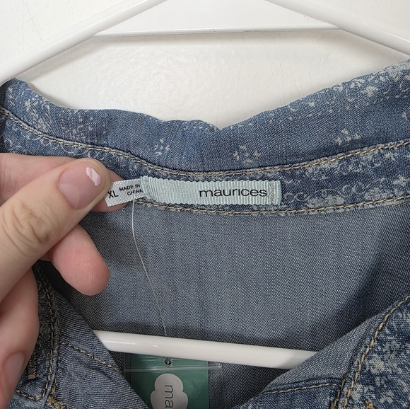 NEW Maurices Blue White Long Sleeve Button Up Western Rodeo Cowgirl Shirt Sz XL - Picture 6 of 11